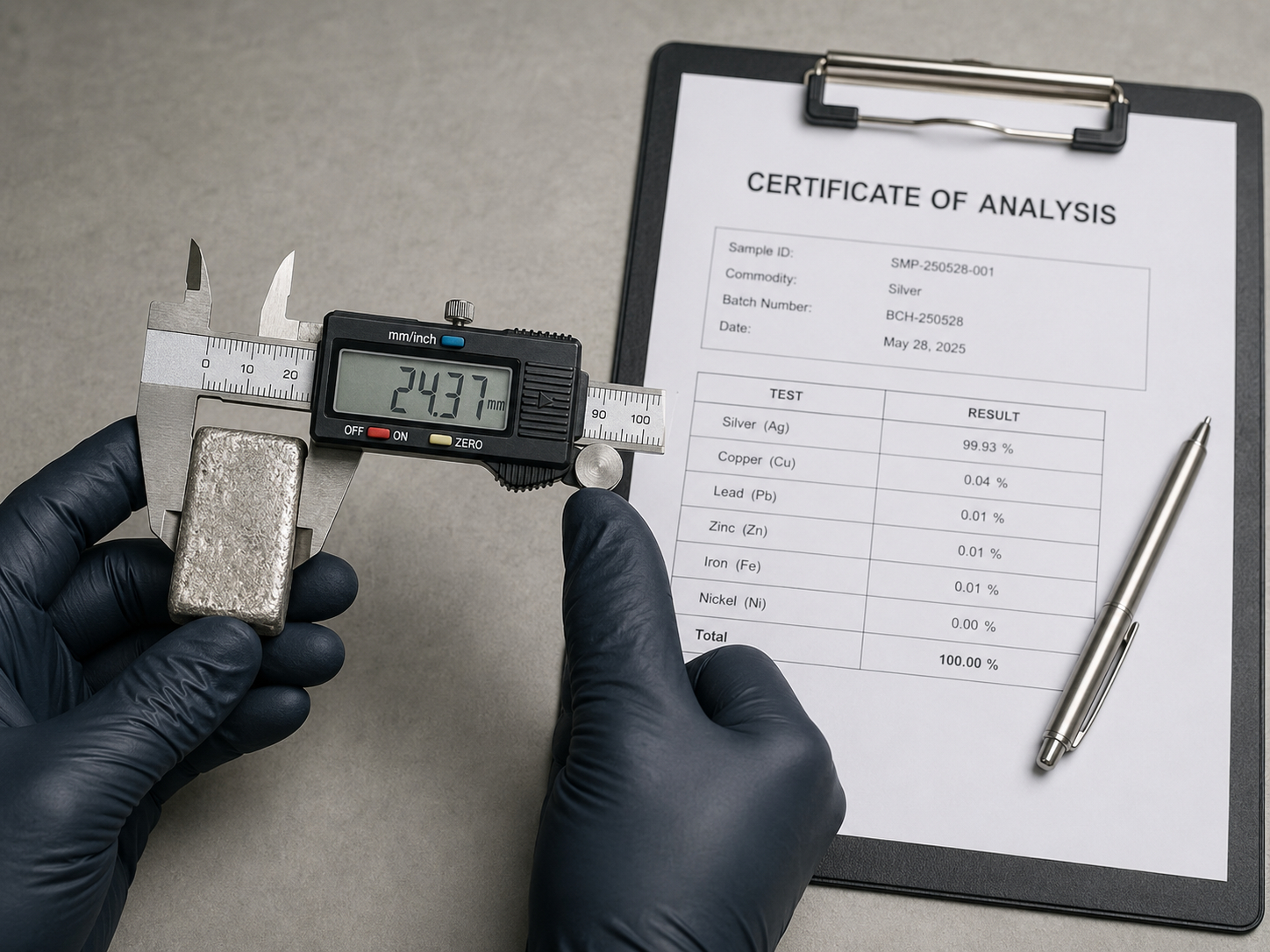 Metal quality inspection and documentation